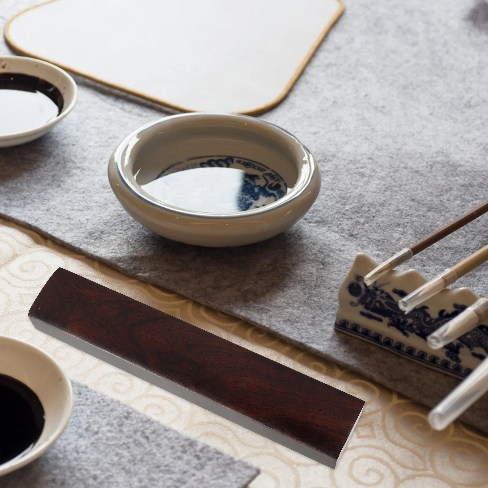 

2pcs Black Catalpa Wood Paperweights Solid Wood Calligraphy Letterweight Desktop Decor Practical Office Study Room Adornment