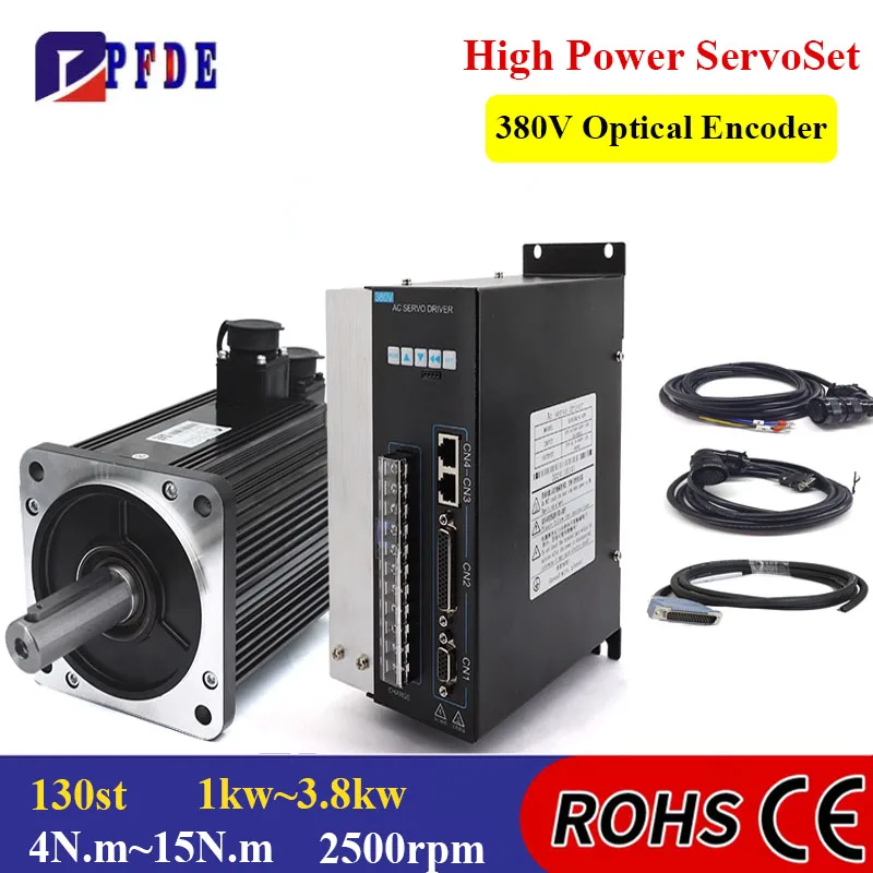 130st optical encoder servo motor set+high-performance driver 1kw~3.4KW 2500rpm with RS485 EtherCAT Canopen Mode