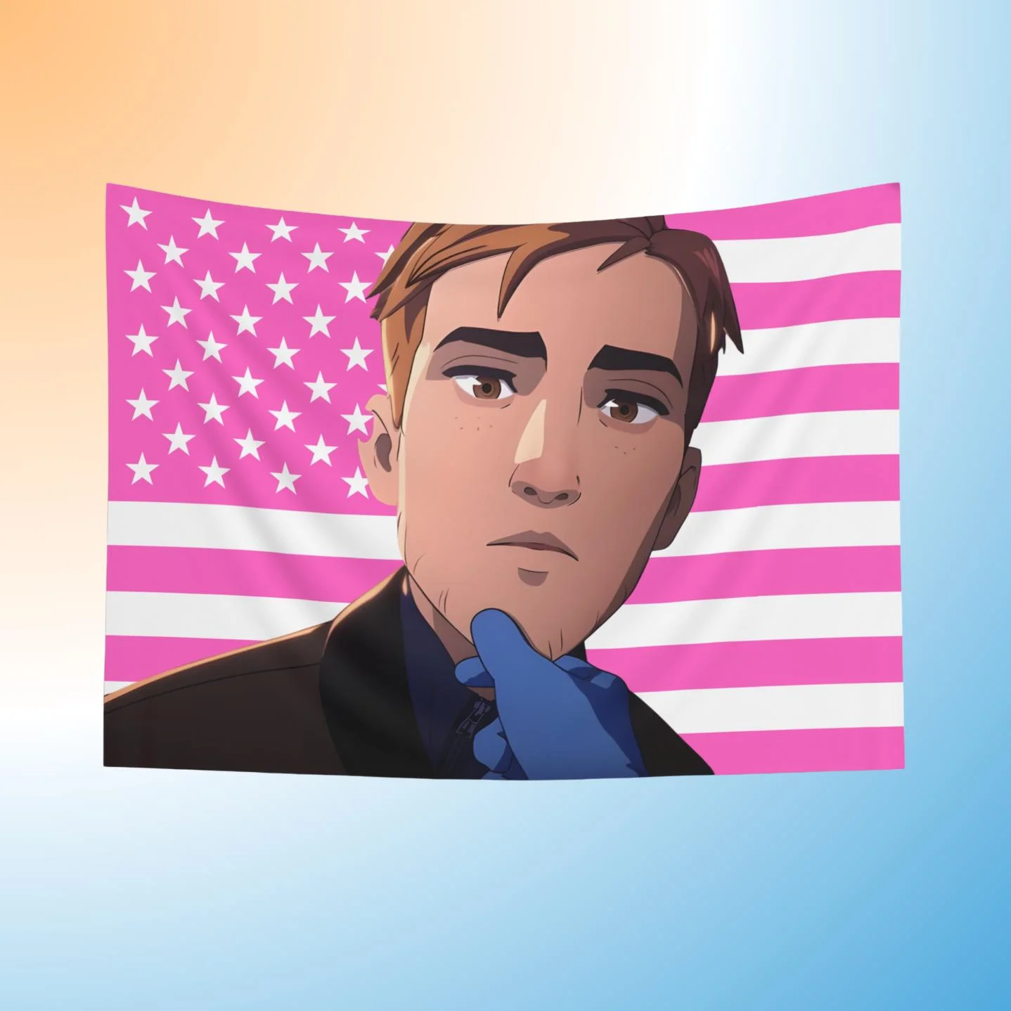 جديد روبرت روبرتسون سماعة الرأس العلم ميكا رجل داخلي جدار نسيج ميكا رجل إرسال العلم الوردي #3