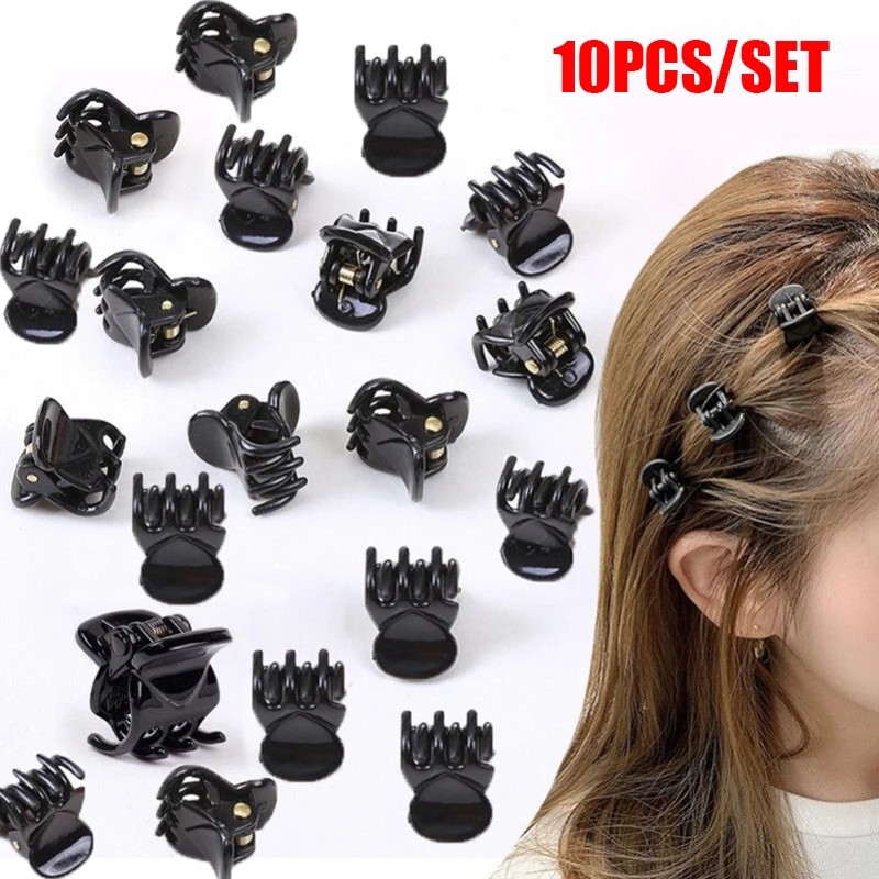 10pcs/pack Mini Hair Claw Clips for Women Girls Accessories Black Brown Transparent Plastic Mini Claws Hairclip Clamp Gifts