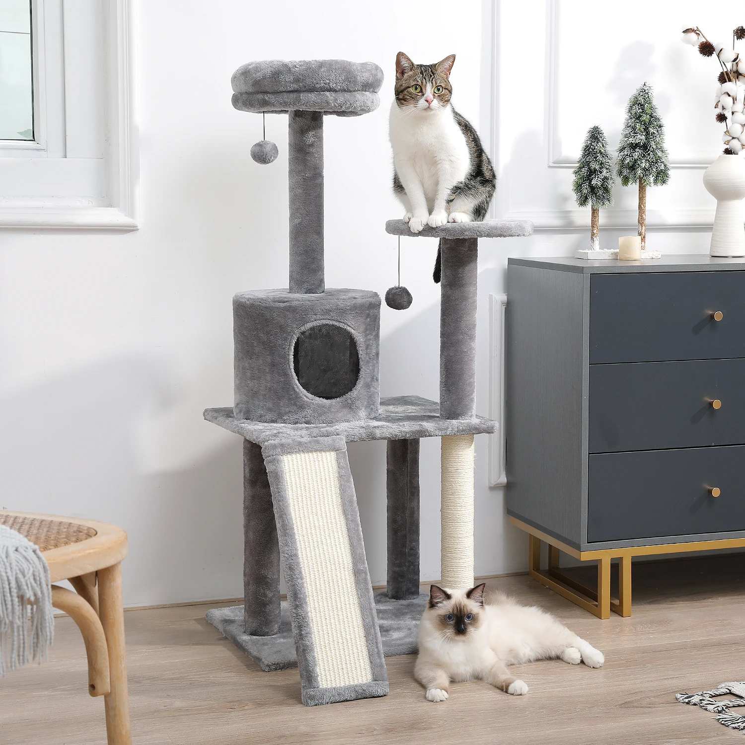 Cat Tree Large Cat Tower with Scratching Posts Multilayer Cat Tower with Hammocks Condo