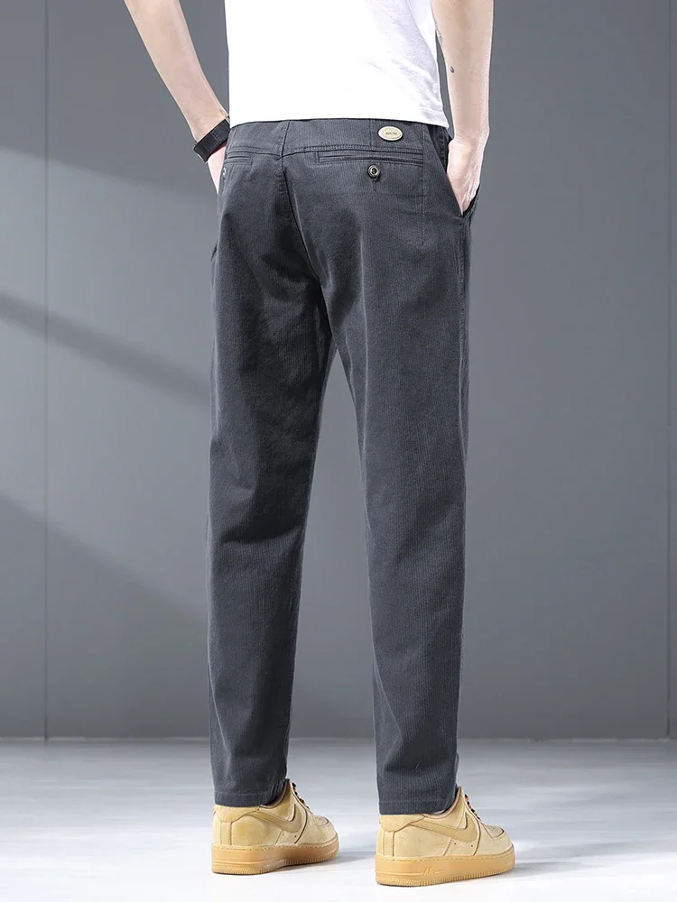 2024 Autunno Nuovo Marchio di Abbigliamento Pantaloni Cargo da Uomo in Cotone Elastico in Vita Pantaloni Casual Maschili Verde Esercito Grigio Pantaloni Stretch