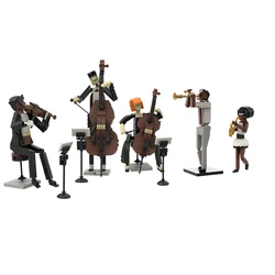 MOC Jazz Band Trumpet Violinist Building Block Kit Music Fiddler Cellist Saxophone Player Figure Brick Model DIY Kid Toy Gift