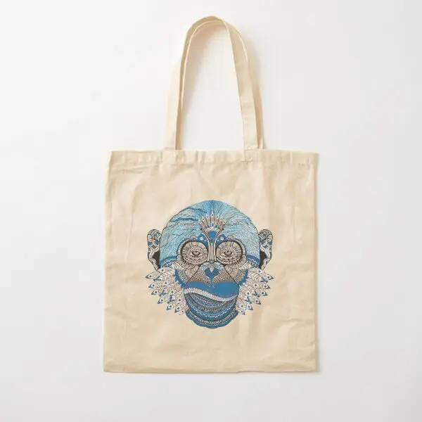 Psychedelic Blue Monkey Cotton  Canvas Bag Women Travel Unisex Reusable Foldable Ladies Handbag Shoulder Bag Casual Shopper