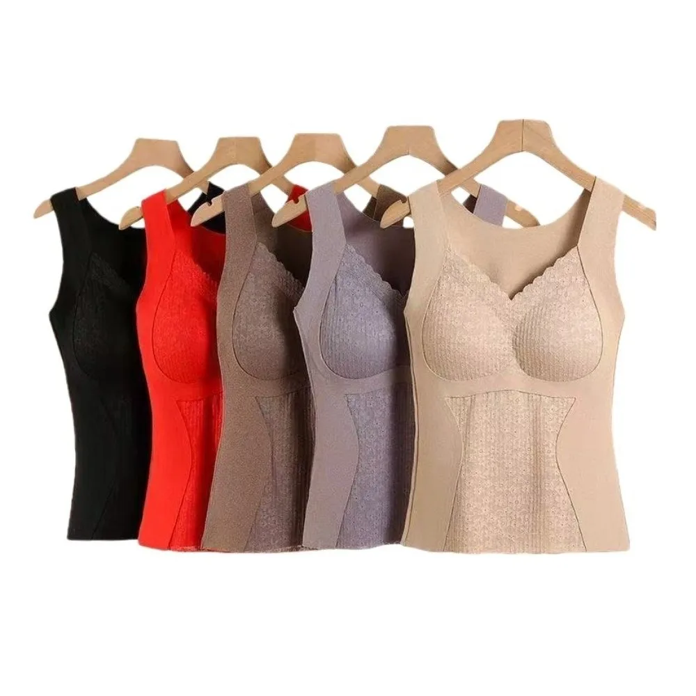 Thermo-Unterwäsche aus Spitze, Kaschmir, ärmellos, schlankmachende Wolle, Thermo-Shapewear, Leibchen, Samt, Fleece, Bauchkontrolle