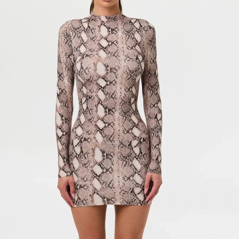

Winter High-Waisted Women's Short Skirt Slim Fit Hip-Hugging Fashionable Sexy Snake Pattern Dress