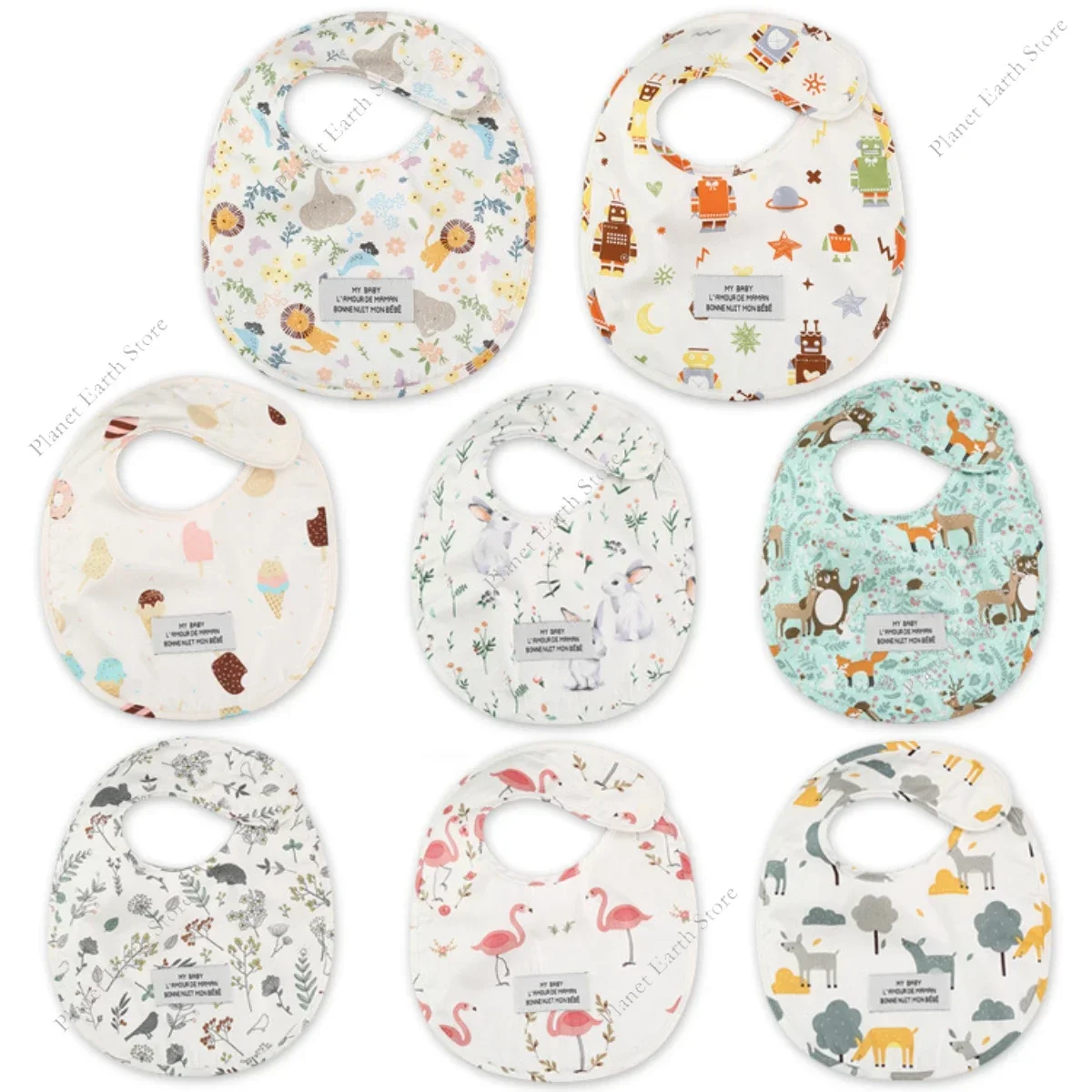 

2025 2Pcs/Set Waterproof Baby Bibs Infant Feeding Bib Newborn Burp Cloths Printing Scarf Toddler Saliva Towel Feeding Stuff