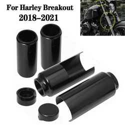 Motorcycle Black Front Fork Boot Cover Tube Cap Set For Harley Breakout Softail FXBR FXBRS 2018-2022 2021