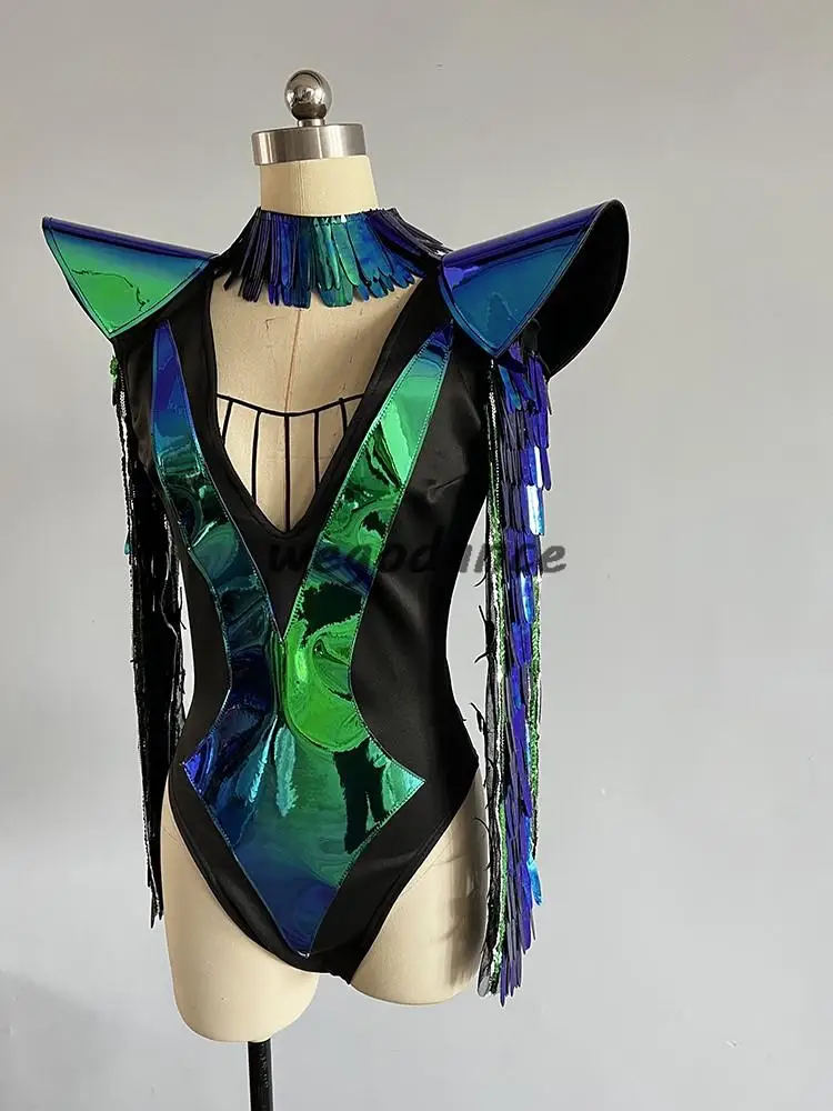 New Sexy Sequins Bodysuit Singer Performance Dancer Costume For Woman