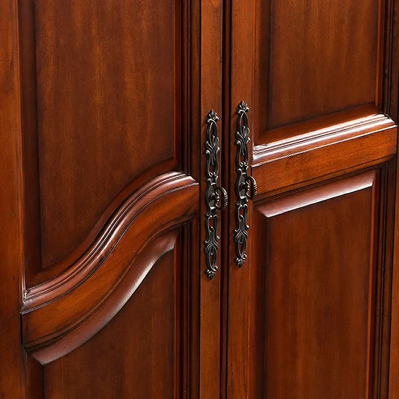 DSA solid wood three-door bedroom large wardrobe European retro home large-capacity wardrobe
