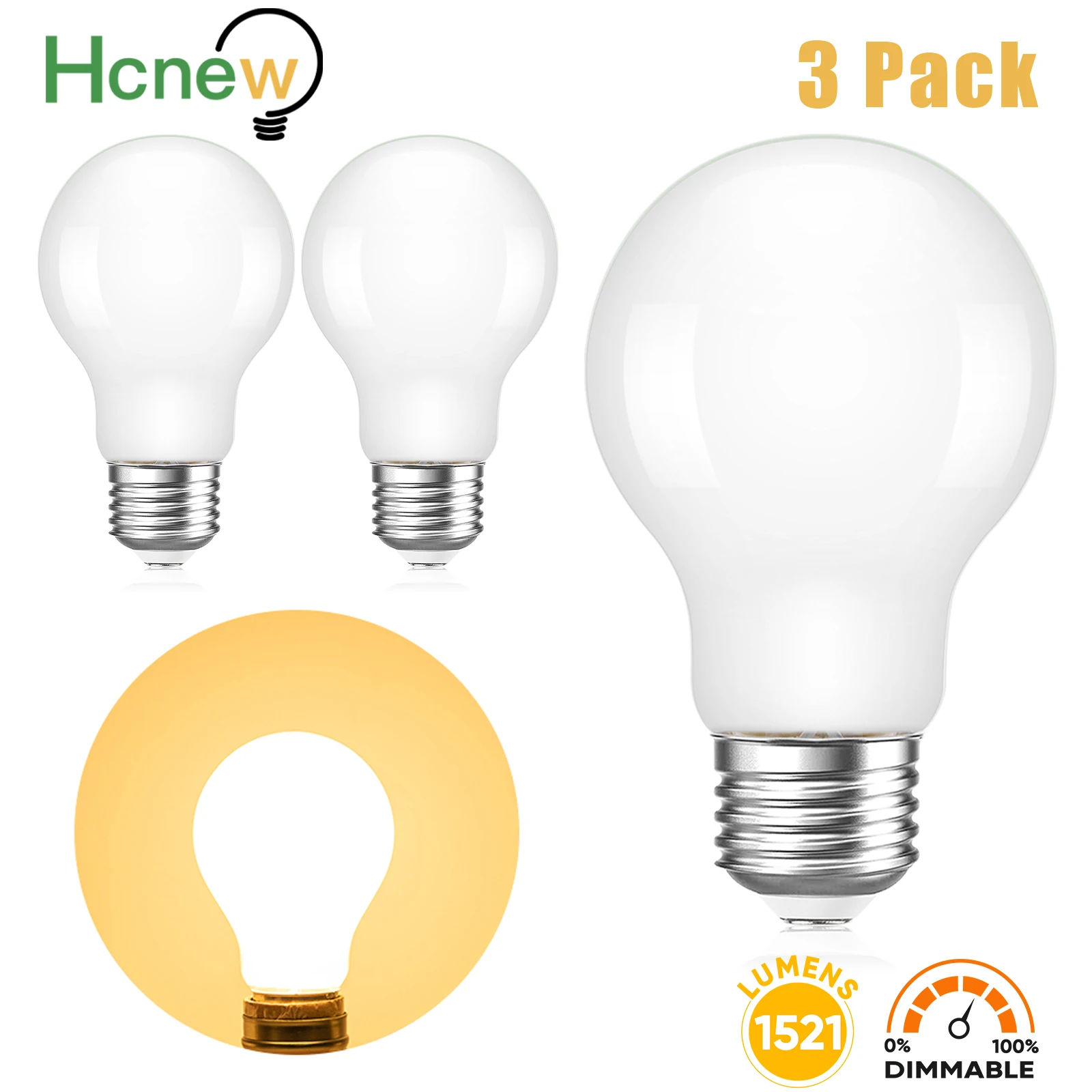 

A19 High Lumen Led E27 Bulb 220V E26 110V 12W 1521LM Dimmable Warm White Indoor Chandelier Table Light Ampoules Filament Lamp