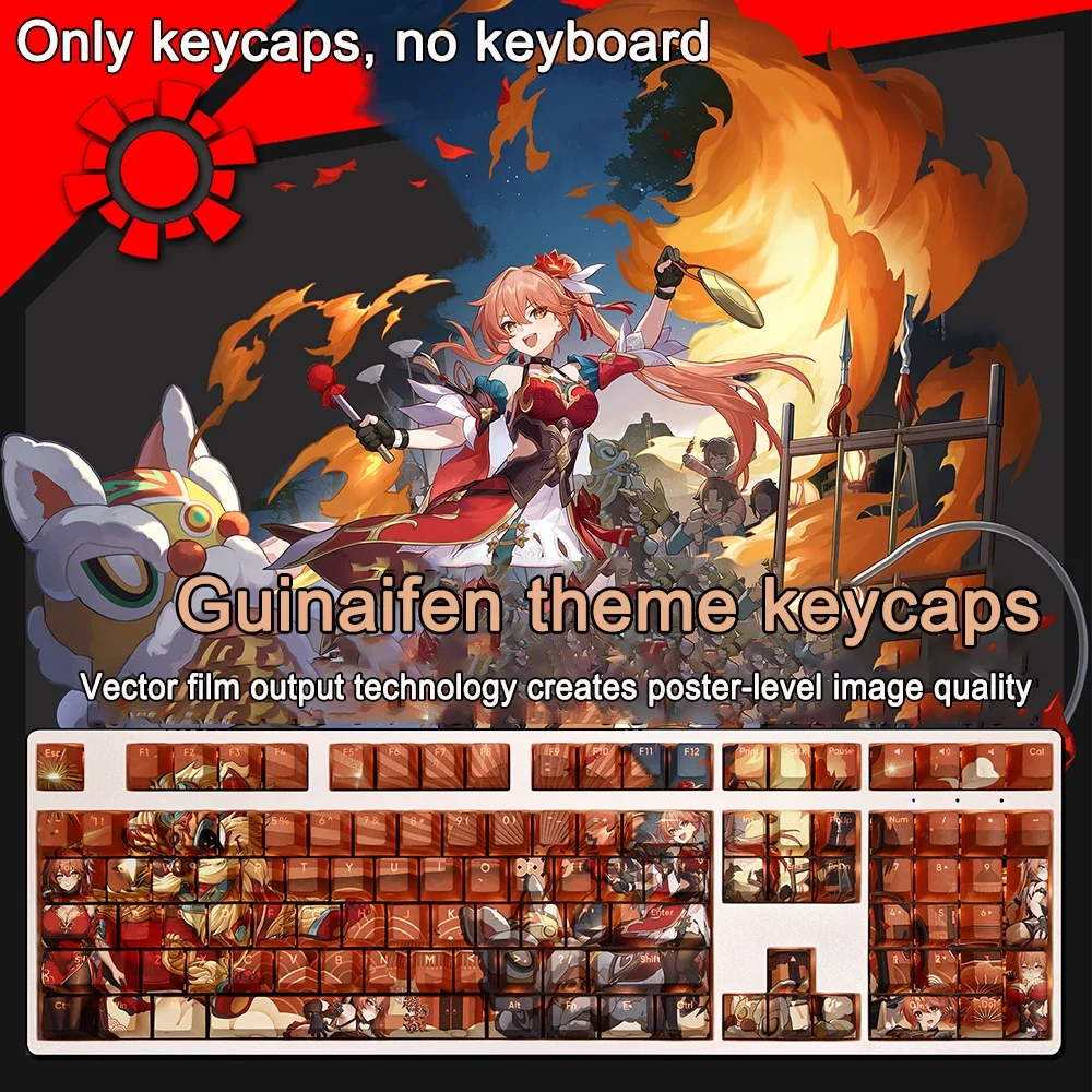108 Tasten für Honkai Impact Keycap Bronya Zaychik PBT Subbed Cherry Hintergrundbeleuchtete Tastenkappen Anime-Tastenkappen für ANSI 61 87 104 108 Layout – Detail 19