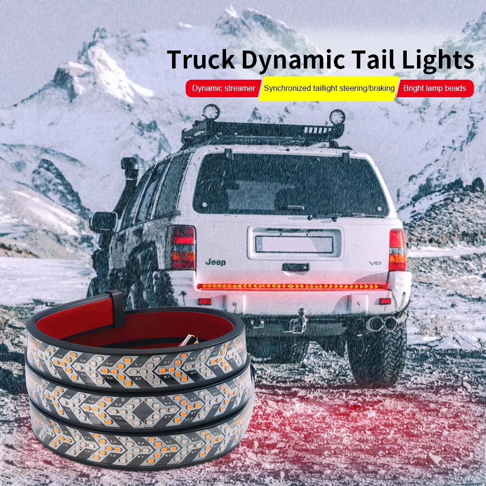 Car Truck LED Tailgate lights Strip Turn Signal Lamp Flowing Dynamic Warning Brake Reverse Tail light Bar For Pickup Jeep 12V24V