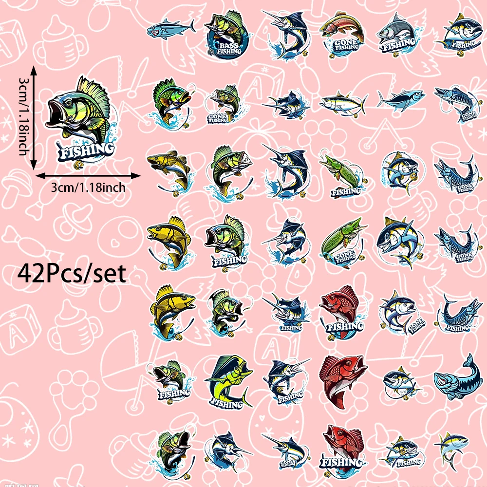 48 sztuk samoprzylepnych naklejek wędkarskich z ryb morskich może być używanych do notatników, przyjęć, blatów ściennych i innych dekoracji,