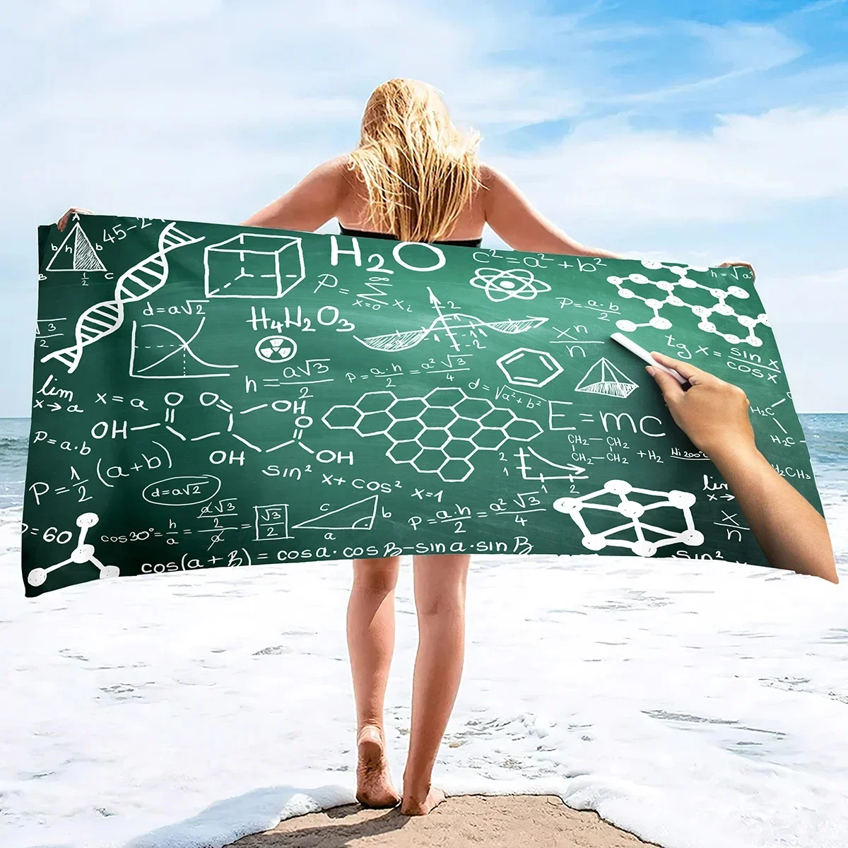 Math Beach Towel Soft Microfiber Mathematical Formula Bath Towel Absorbent Quick Dry Towels for Gym Spa Travel Swim Sport Yoga