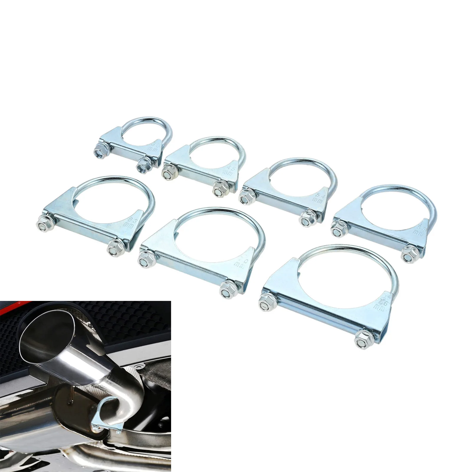 

2Pcs U Bolt Muffler Clamp 38-76MM Dia U-bolt Muffler Tip Exhaust Clip Replacement for RV UTV Tractor Motorcycle Exhaust System