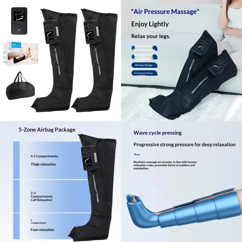 Air Compression Leg Massager Recovery Boots 2025 Pressure Therapy Circulation Calf Wrap for Muscle Relaxation Home Use