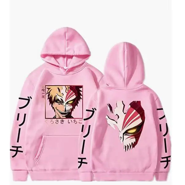 Anime BLEACH Kurosaki Ichigo Print Kapuzenpullover, Unisex, Cartoon-Pullover, lässiger Langarm-Hoodie für Männer und Frauen, Anime-Fans – Detail 7