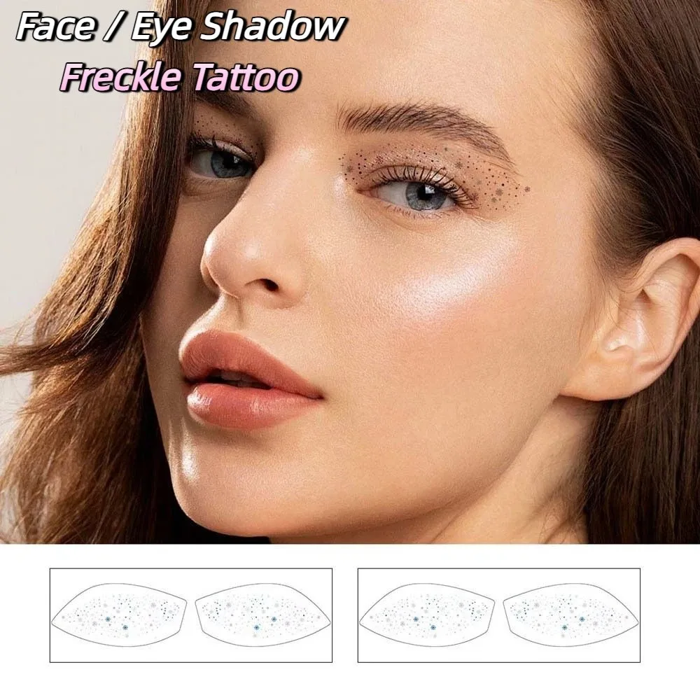 DIY Bronzing Face Temporary Tattoo Sparkle Long Lasting Eye Shadow Freckle Tattoo Convenient Star Dots Face Tattoo Sticker Women