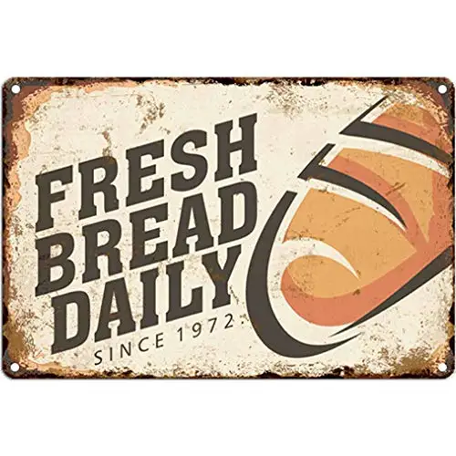 

Original Retro Design Bread Tin Metal Signs Wall Art | Thick Tinplate Print Poster Wall Decoration for Kitchen