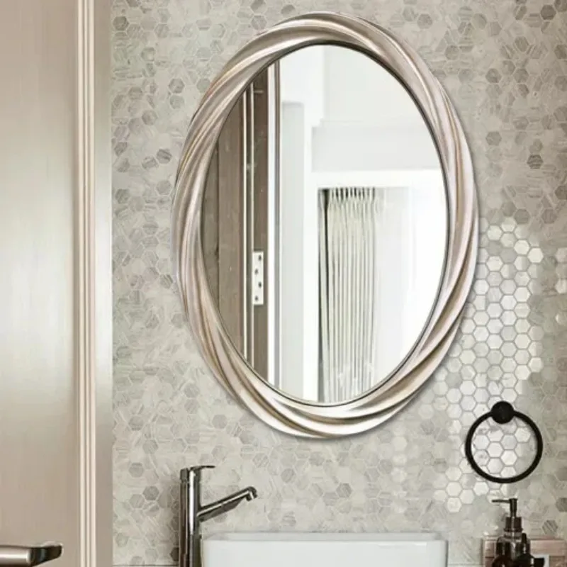 Wall Mounted Decorative Mirrors Bedroom Decoration  American Retro Light Luxury Bathroom Mirror Elliptical