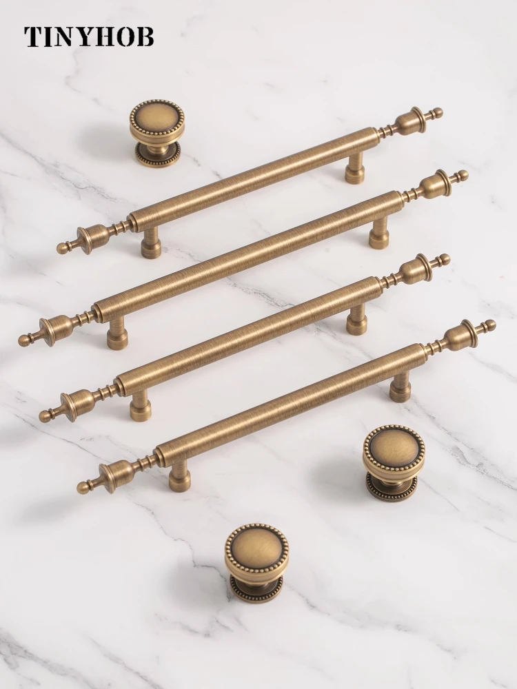 

Crown Design Solid Brass Furniture Handles Cupboard Wardrobe Dresser Shoe Drawer / Vintage Antique Bronze T-Bar Hardware Handle