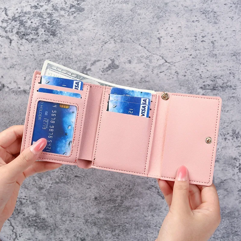 2024 New Women Wallet Cute Cat Short Wallet Leather Small Coin Purse Girls Money Bag Card Holder Ladies Female Hasp Wallet