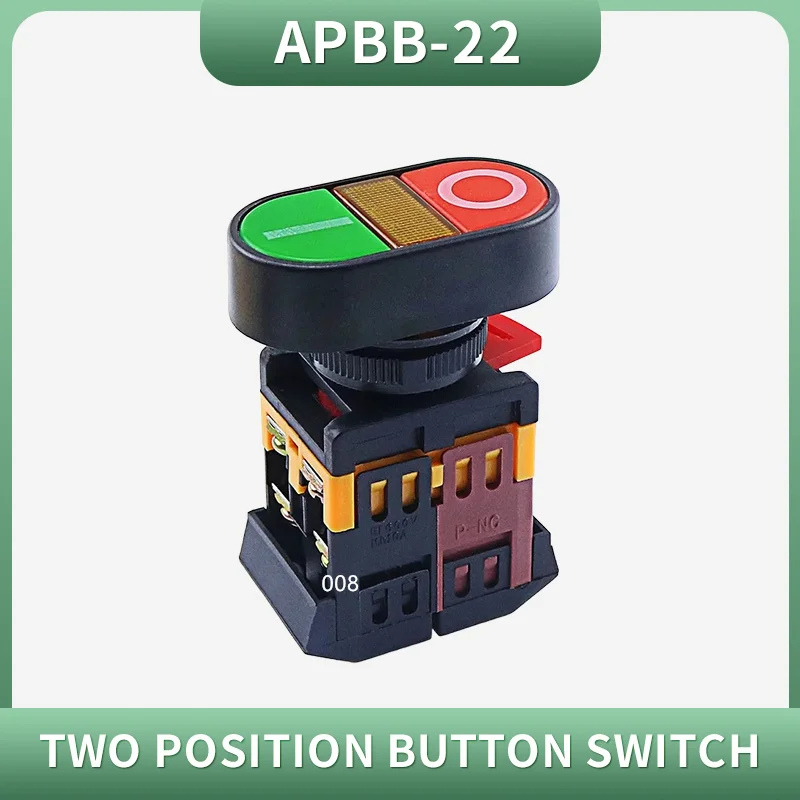 22mm 24V 36V 48V  110V 220V 380V ON/OFF START STOP 1 NO NC APBB-22N Momentary Push Button Switch With LED yellow Lamp