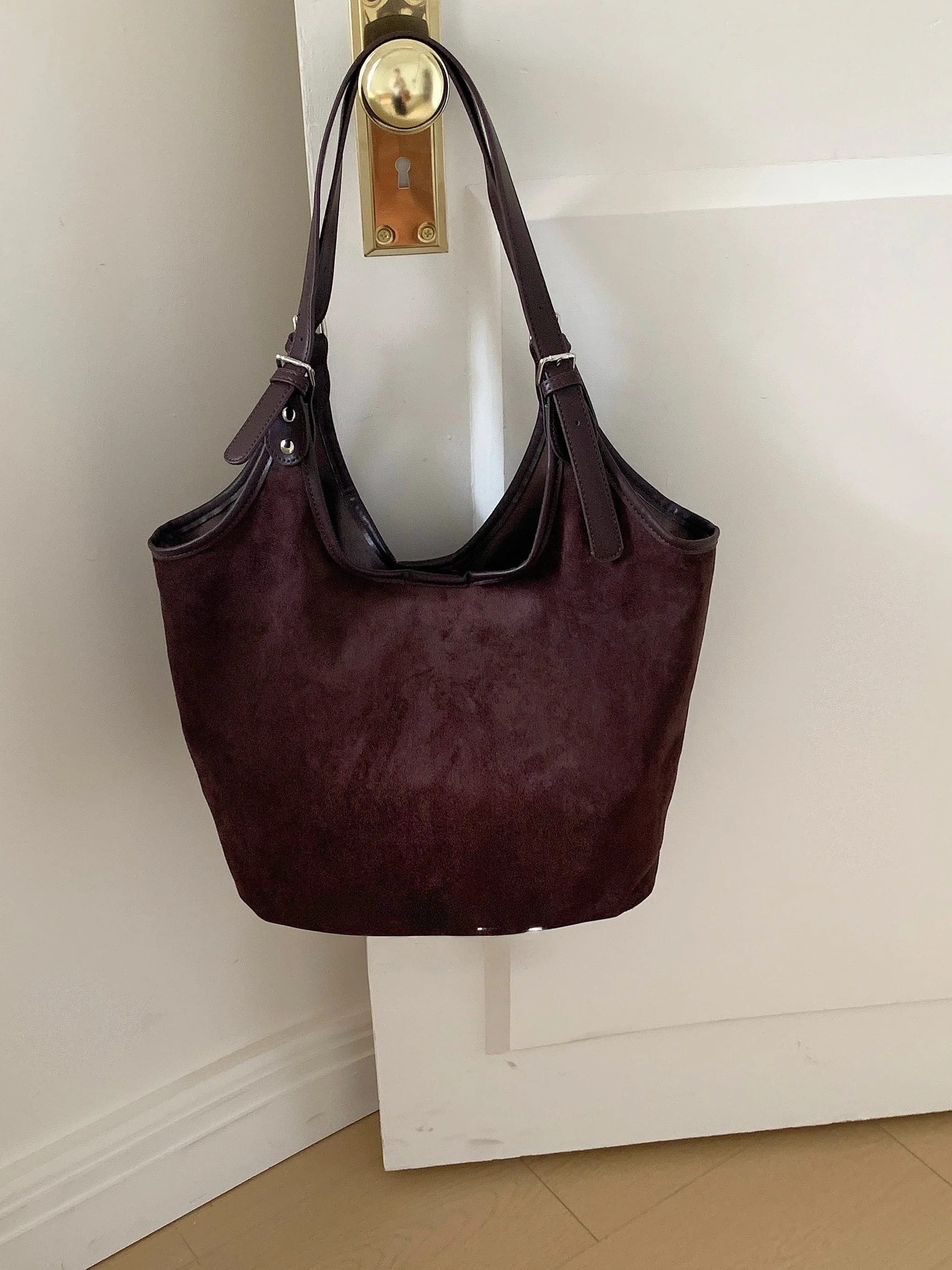 

Ada Korean Sle Retro Suede Tote Bag Casual Versatile Lazy Faion Single oulder Armpit Bag Trendy ex Bag