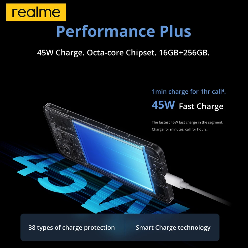 Realme C63 6,74 ''90Hz Display de conforto ocular 8 + 256GB Android 14 Smartphone 50MP AI Câmera 5000mAh Bateria 45W Carga rápida