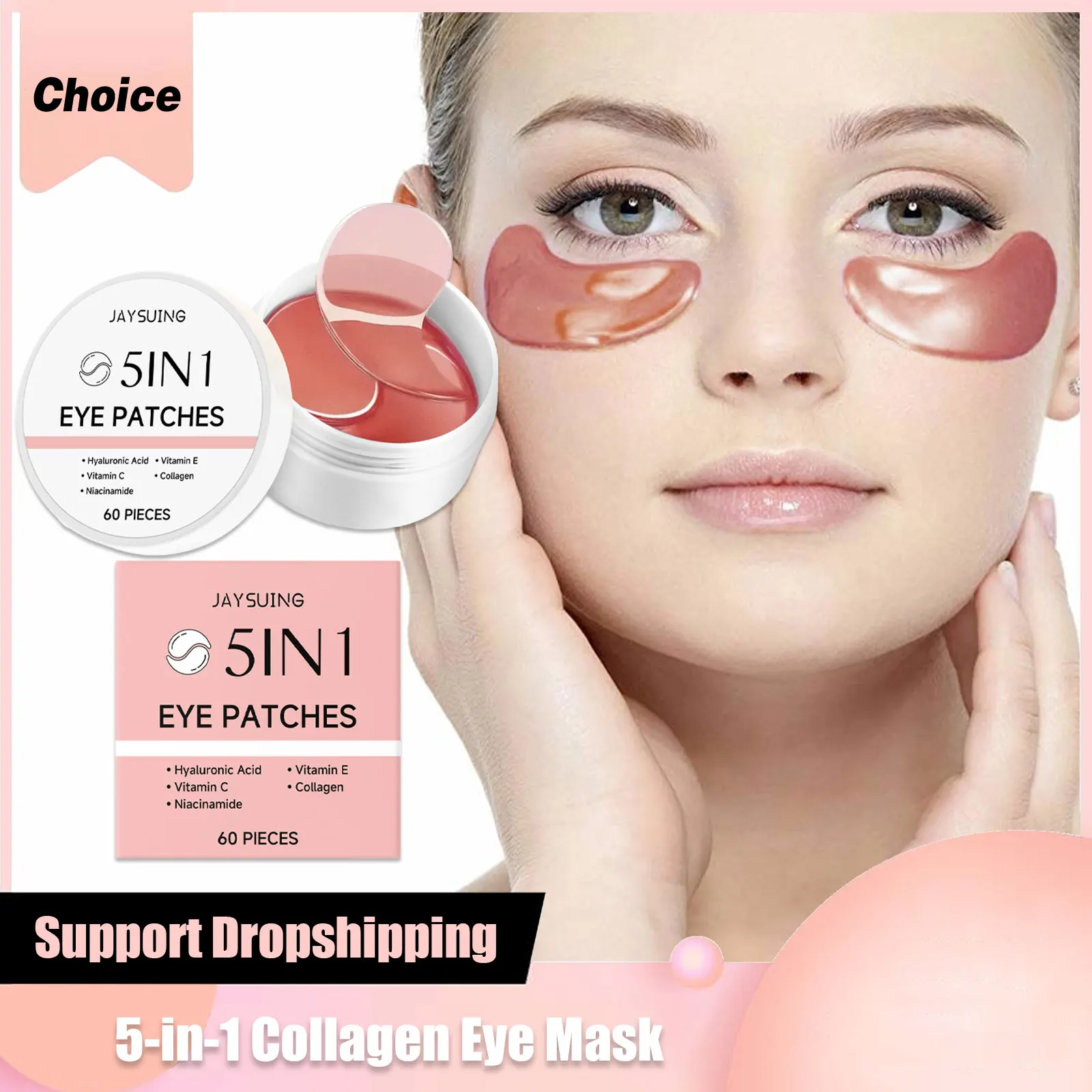 

5-in-1 Collagen Eye Mask Anti Wrinkle Remove Eye Bag Dark Circles Hyaluronic Acid Moisturizing Skincare Crystal Eye Gel Patches