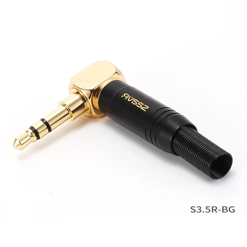 1Pcs 3.5mm gold-plated 90-degree bend stereo earphone plug L-shaped elbow right-angle DIY welding connector for mobile S3.5-BG