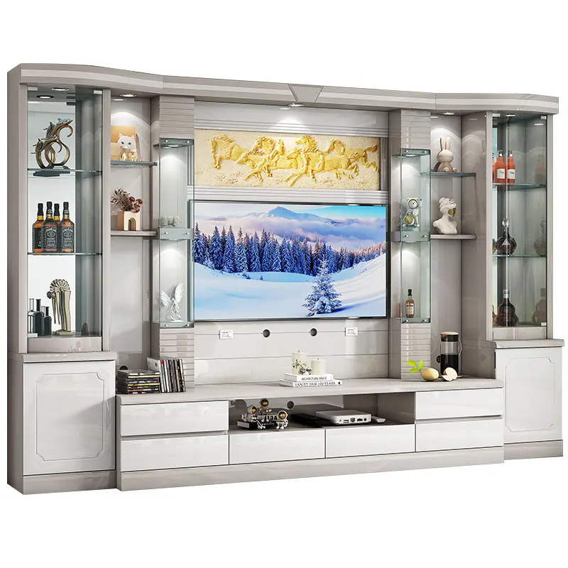 

TV Storage Locker Integrated Combination Wall Living Room Wine Cabinet Household Background Wall Video Cabinet