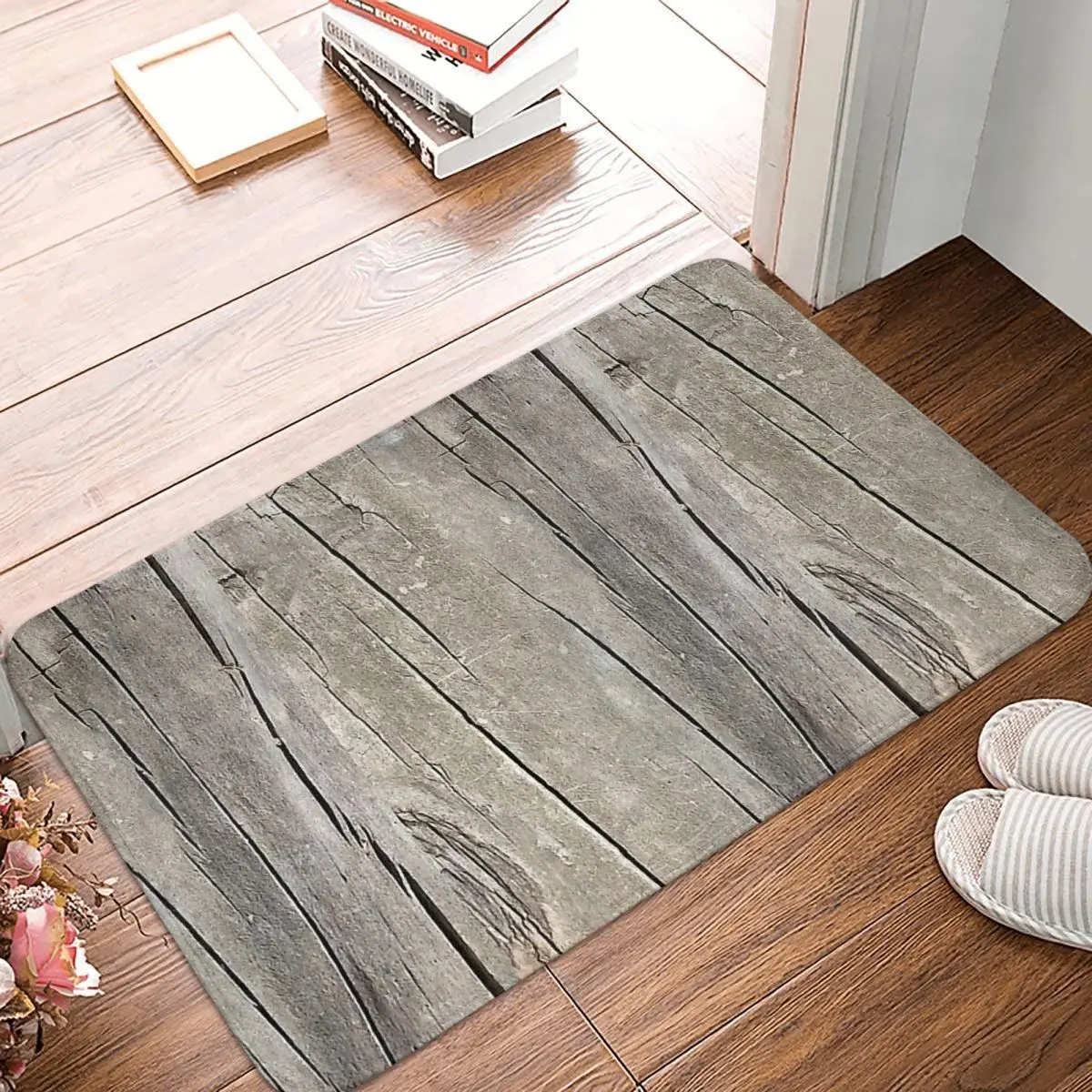 Log Non-slip Doormat Twisted Cracked Old Log Living Room Kitchen Mat Welcome Carpet Indoor Modern Decor