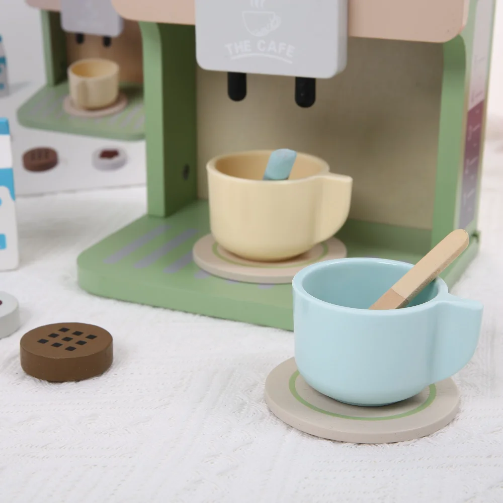 キッズキッチンおもちゃセット 木製コーヒーメーカーセット、シミュレーションキッチンおもちゃごっこ遊び、女の子と男の子のための遊びキッチンアクセサリー