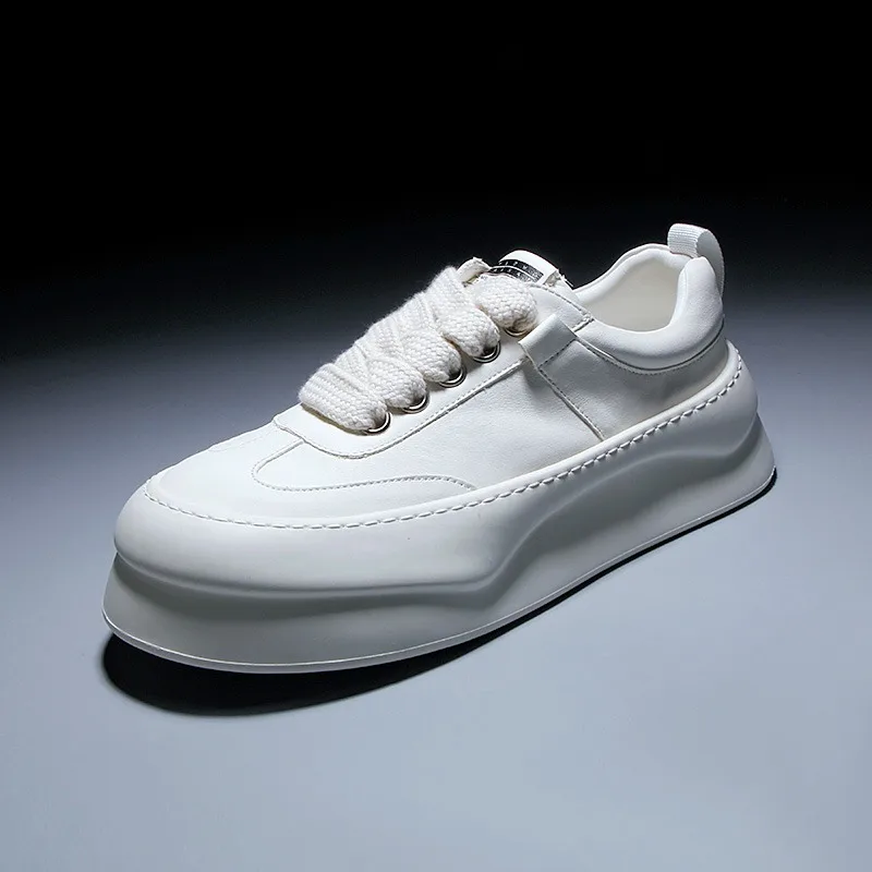 

Европейская модная модная обувь из натуральной кожи, мужские спортивные повседневные оксфорды на толстой подошве, молодежные мужские туфли для доски, кроссовки на плоской подошве