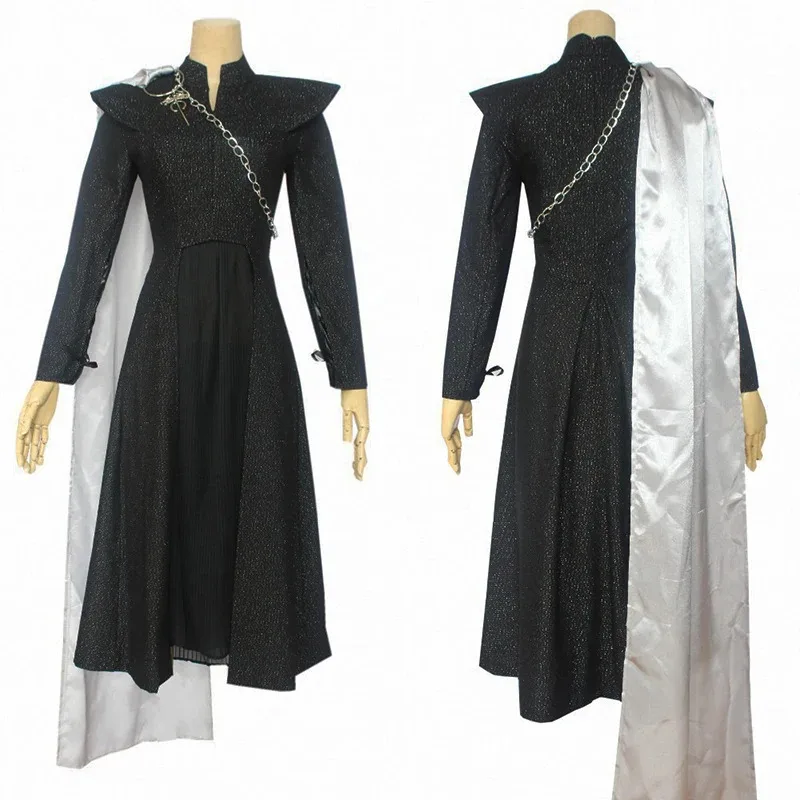

2025 New Daenerys Targaryen Halloween Cosplay Costume Season 7 Cosplay Fancy Dress Black Outfit Cloak Carnival Uniforms with ★ ★