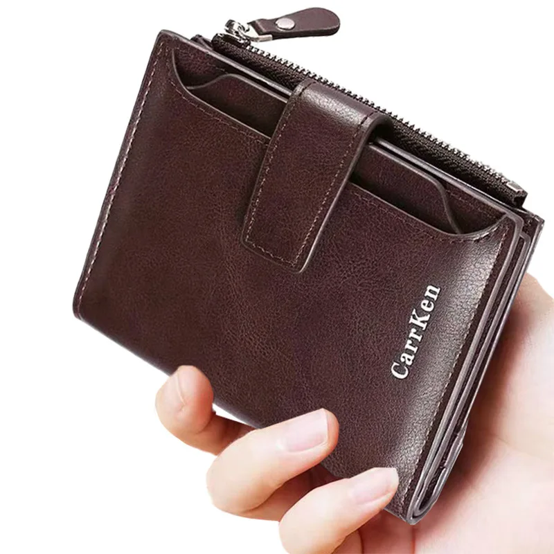 

Fashionable men's retro wallet short vertical multi slot zipper change bag driver's license card function card bag wallet