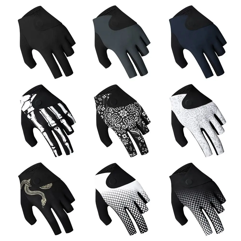 قفاز البلياردو لليد اليسرى غير قابل للانزلاق يسمح بمرور الهواء بنصف أصابع قفازات تدريب البلياردو المرنة ملحقات اللياقة البدنية #4