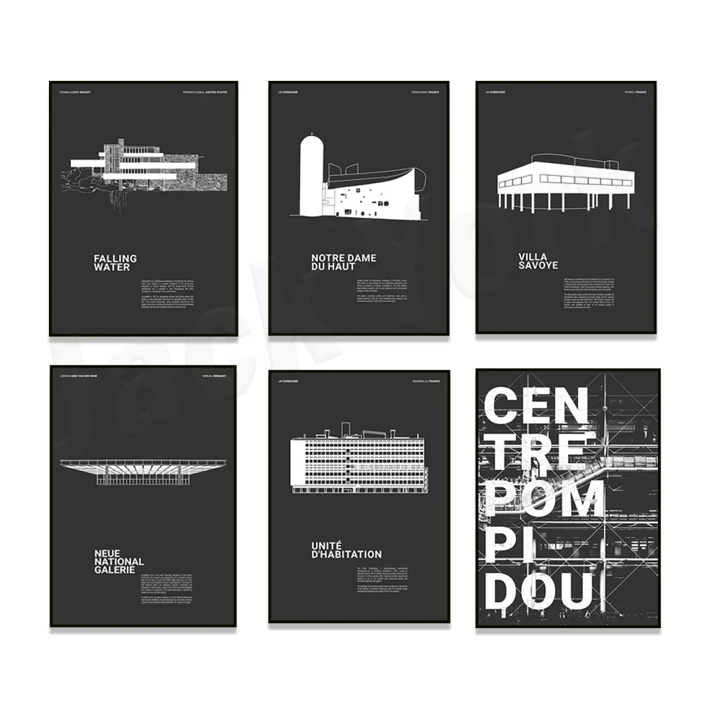 

Center Pompidou, Ludwig Mies van der Rohe, President of Barcelona, Neue Nationalgalerie Berlin, Le Corbusier Architecture Poster