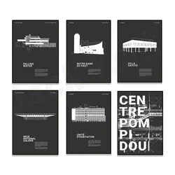 Center Pompidou, Ludwig Mies van der Rohe, President of Barcelona, Neue Nationalgalerie Berlin, Le Corbusier Architecture Poster