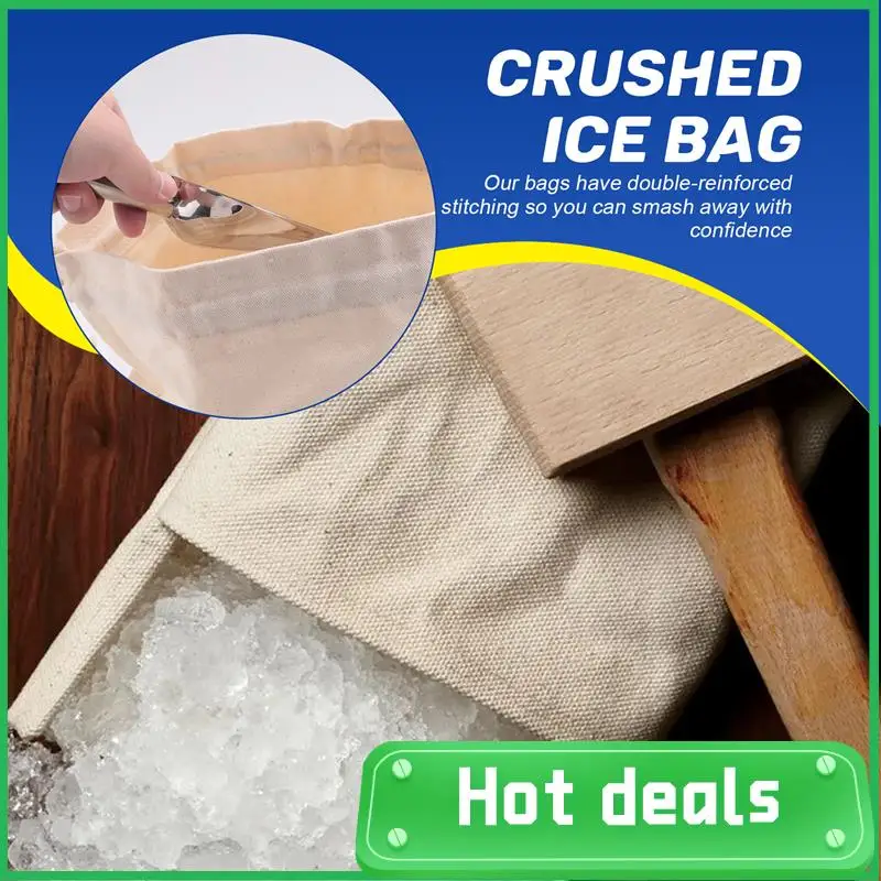

AC62-Ice Mallet And Ice Bag - Wood Hammer And Cotton Linen Bag For Crushed Ice, Bartender Kit & Bar Tools Kitchen Accessory