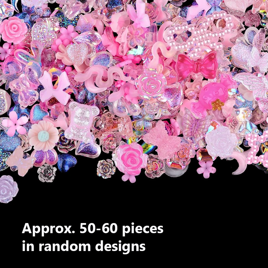 50 Stück Leuchtende Gemischte Harz-Rosenblüten Nagelkunst-Charms Bären- und Hasenperlen DIY für Maniküre, Handydekoration und Bastelarbeiten – Detail 10