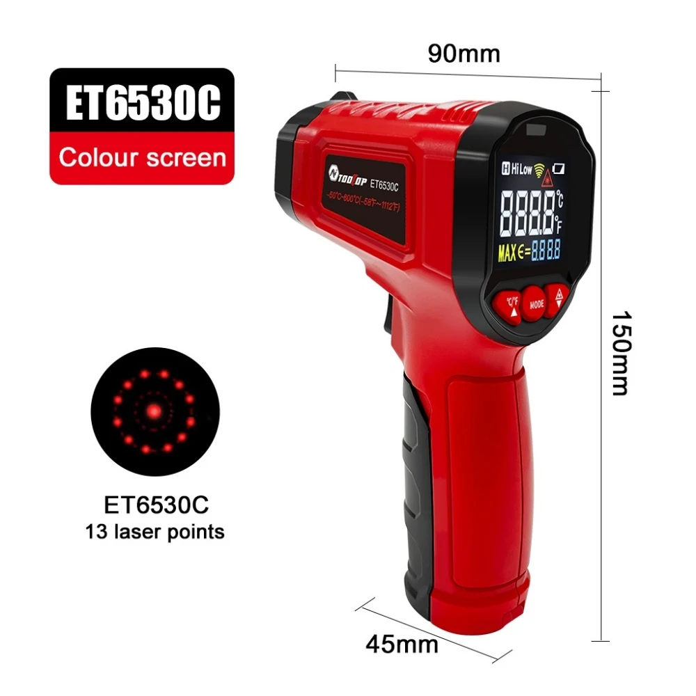 ИНСТРУМЕНТ ET6530C -50 ° C-600 ° C Ручной цифровой термометр с лазерной подсветкой, промышленный термометр для кухни, автомобиля на открытом воздухе
