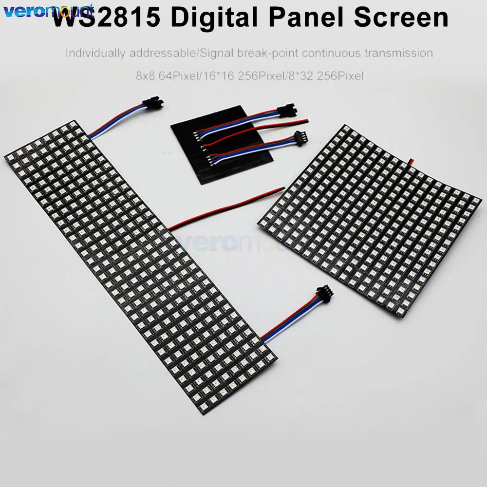 DC 12V WS2815 Flexible RGB 5050 LED Matrix Pixel Screen Breakpoint Resume 8x8 64 16x16 8x32 Dream Color Light Digital Display