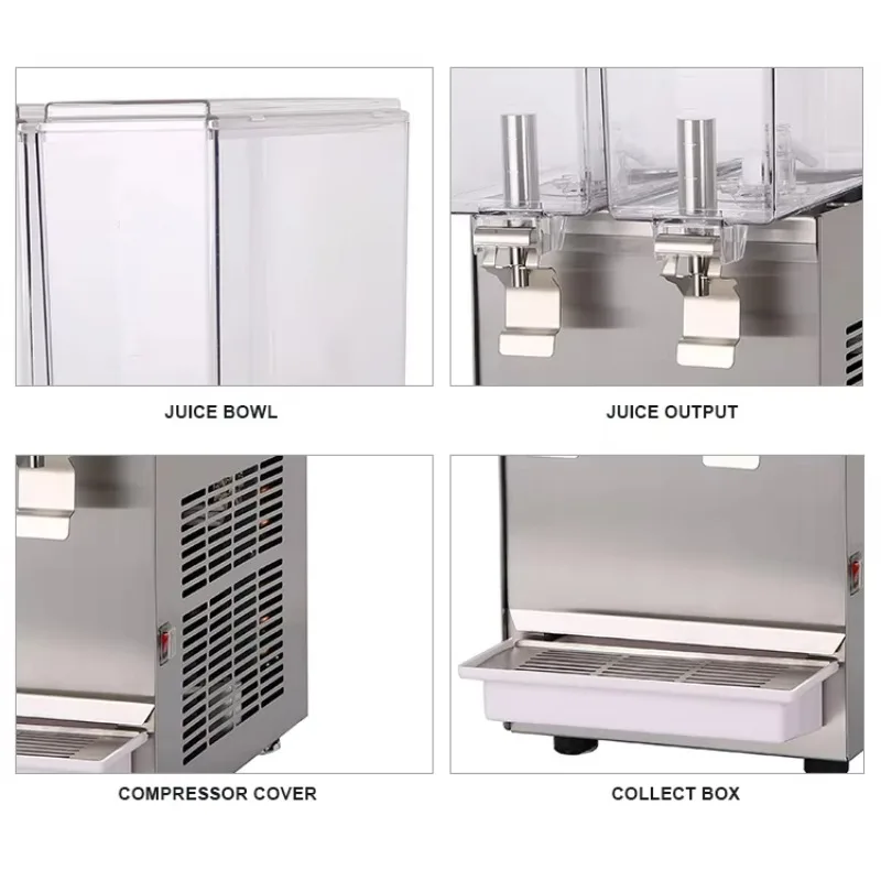 Commerciële Vier Tanks 9Lx4 Fruitpers Mixer Dispenser Bestseller Roestvrijstalen Messen Elektrisch 220V Huishoudelijk Hotelgebruik