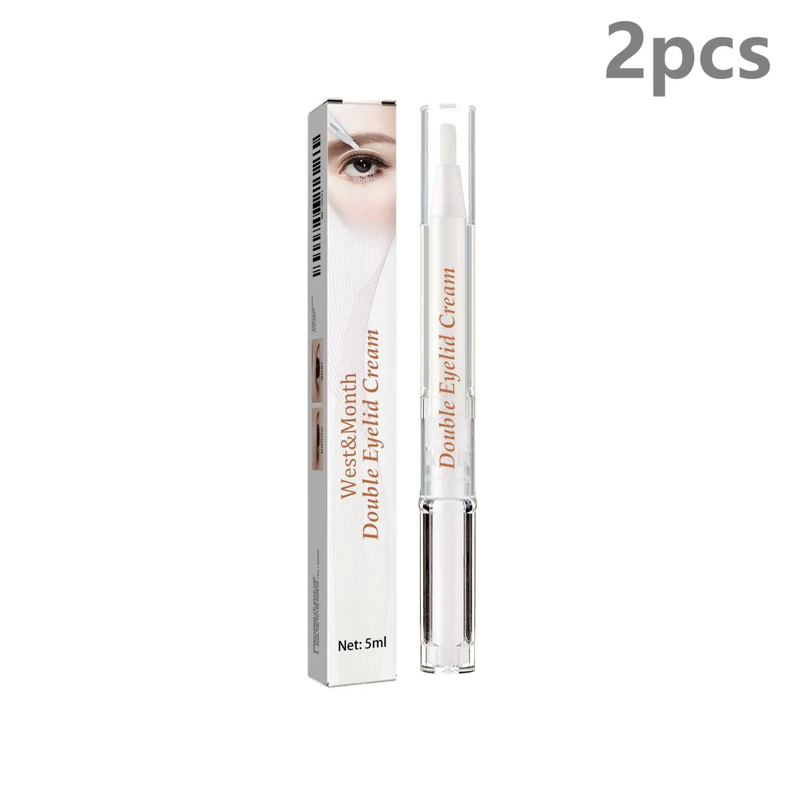 West Month Doppelte Augenlid-Styling-Creme, langlebig, wasserfest, schnell trocknend, Augenkontur-Make-up, unsichtbare Doppel-Augenlid-Formungscreme, 5 ml