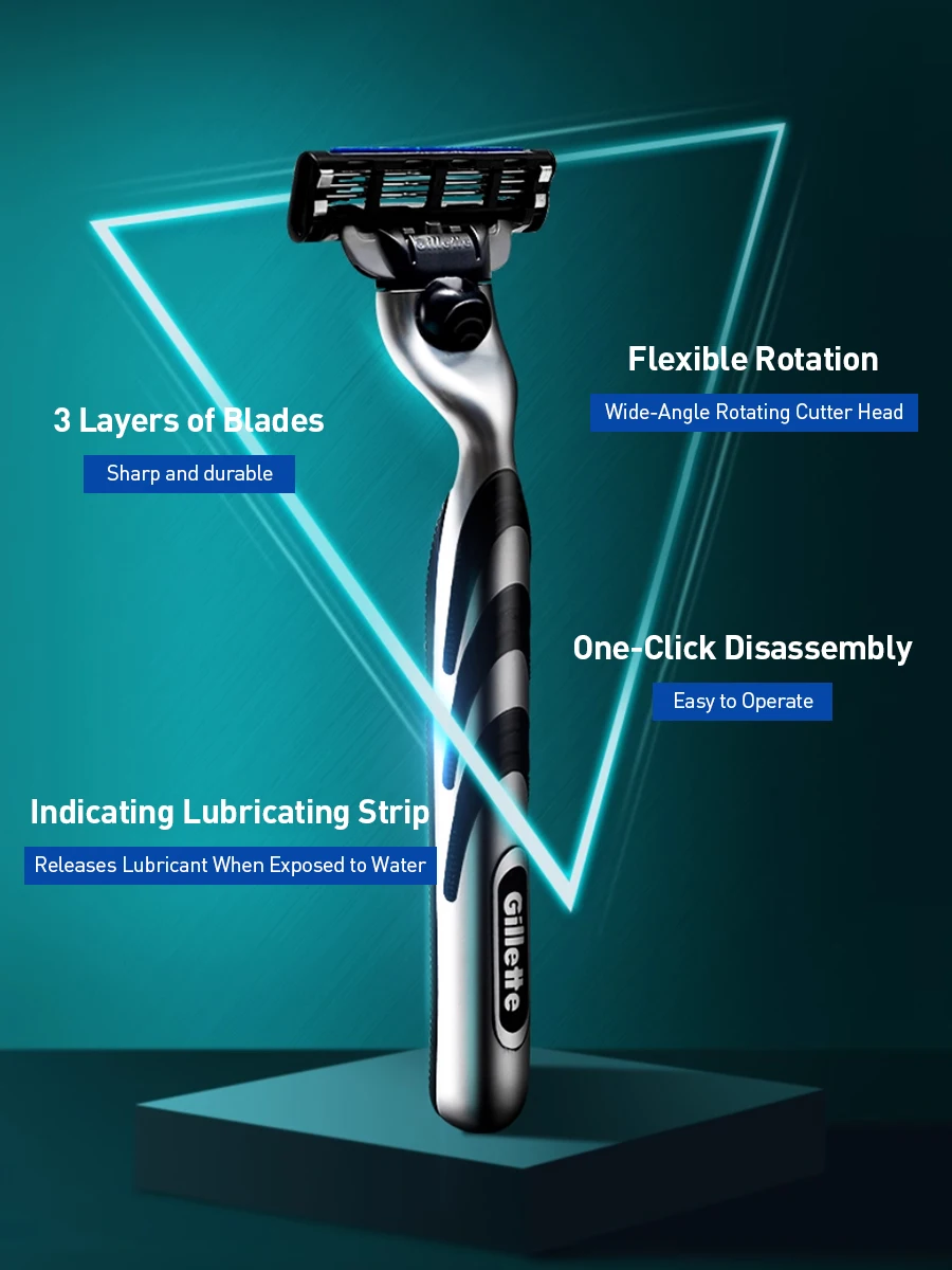 Gillette Mach 3 Classic 3-Klingen-Rasierer für Männer Manueller Rasierer – Detail 2