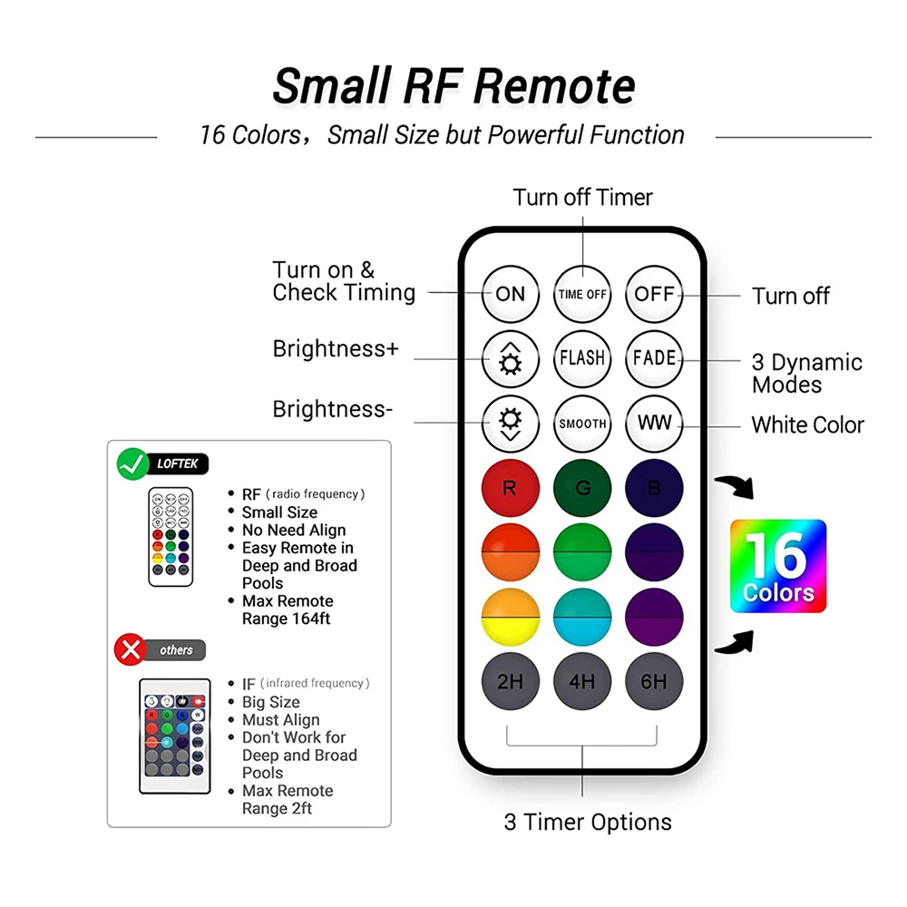 RGB Color 13 LED ضوء تحت الماء USB مصباح غاطس قابل لإعادة الشحن مع جهاز تحكم عن بعد لتزيين حفلات عيد الميلاد #3