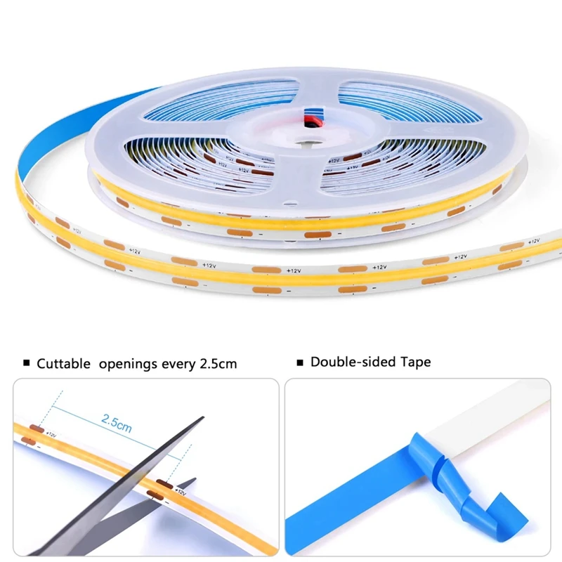 Touch Sensor Under Cabinet Light Dimmable COB LED Strip Suitable For Bedroom, Wardrobe, Indoor Kitchen Outline, Durable EU Plug